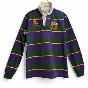 Rugby Ralph Lauren Purple‎ and Green Striped Rugby Shirt, Women’s Size SMALL